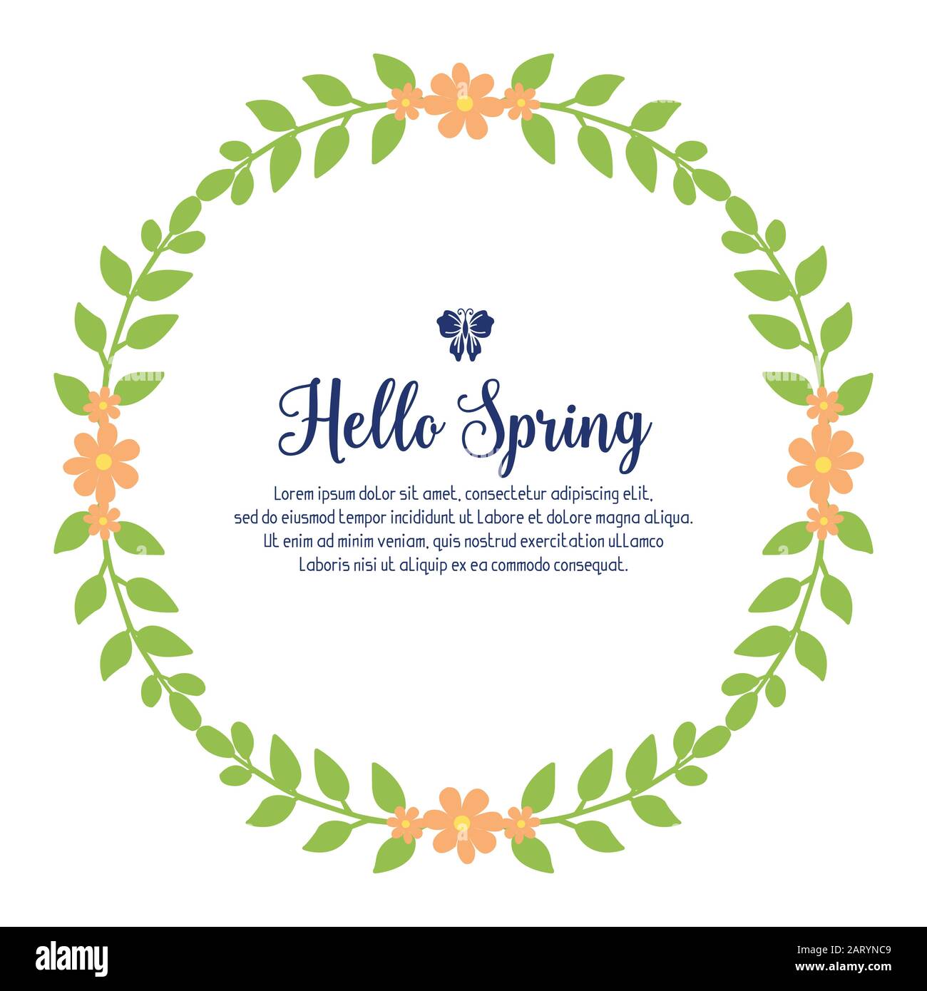 Seamless leaf and flower frame design, for hello spring greeting card ...