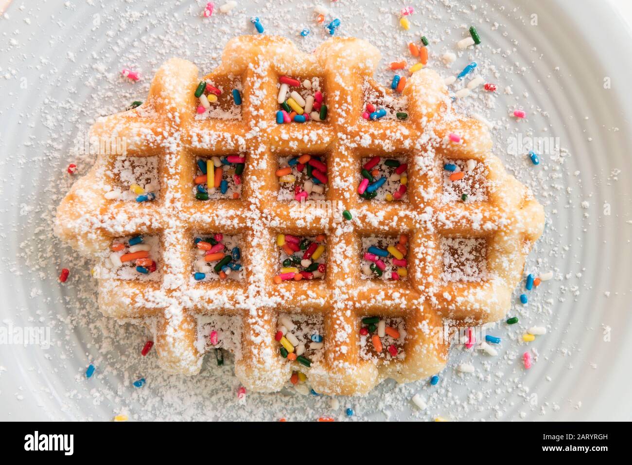 Sprinkles on waffle Stock Photo