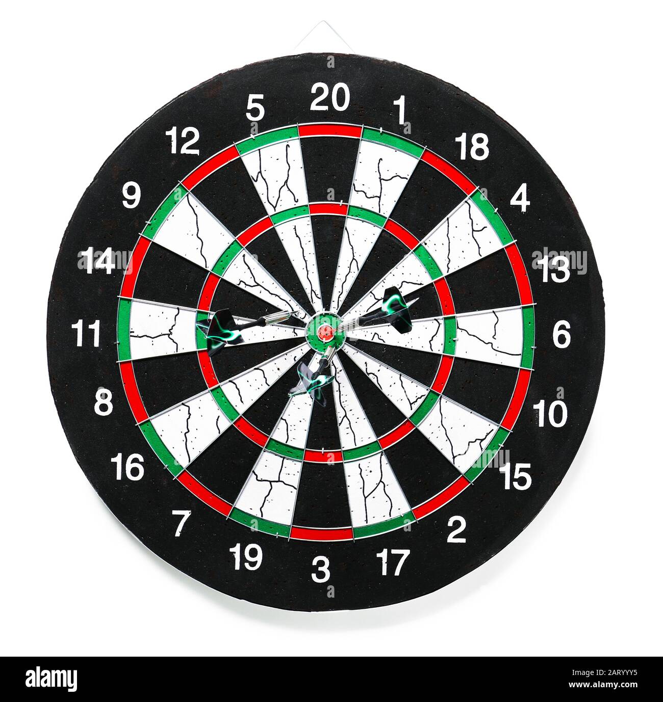 Dartboard for playing darts on white background Stock Photo