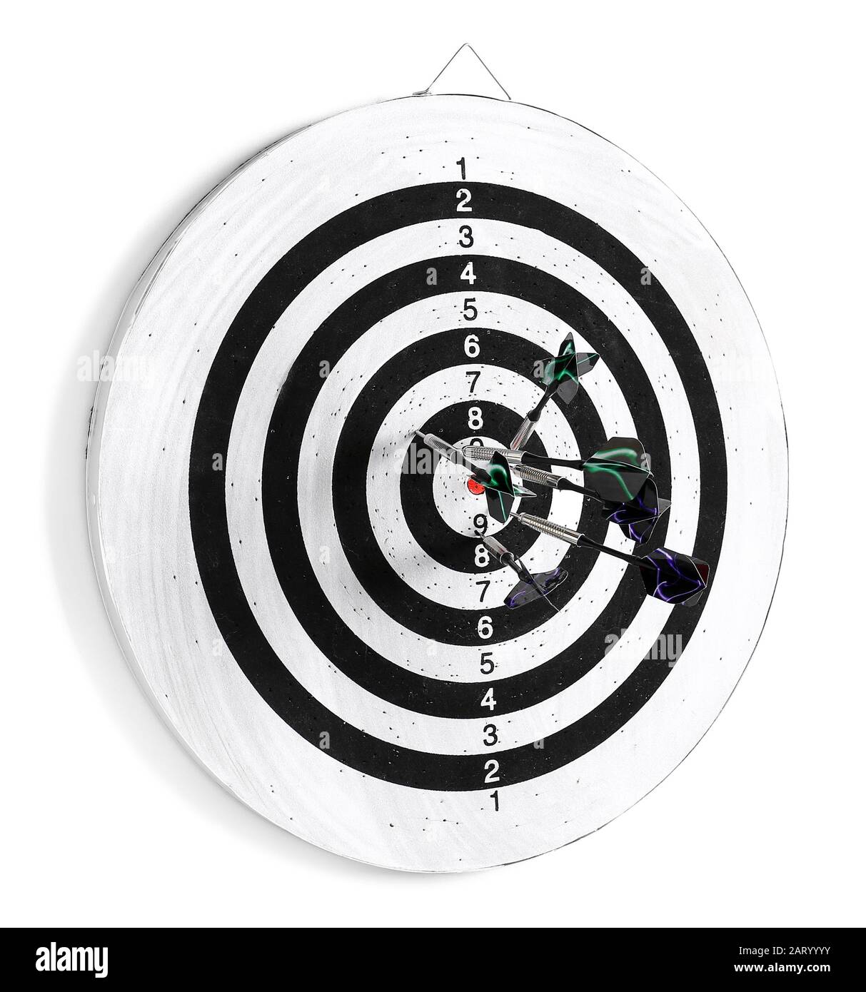Dartboard for playing darts on white background Stock Photo