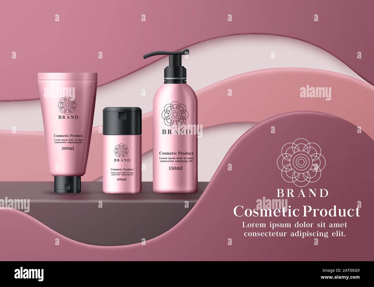 Cosmetic mock up products vector banner template. Cosmetics product