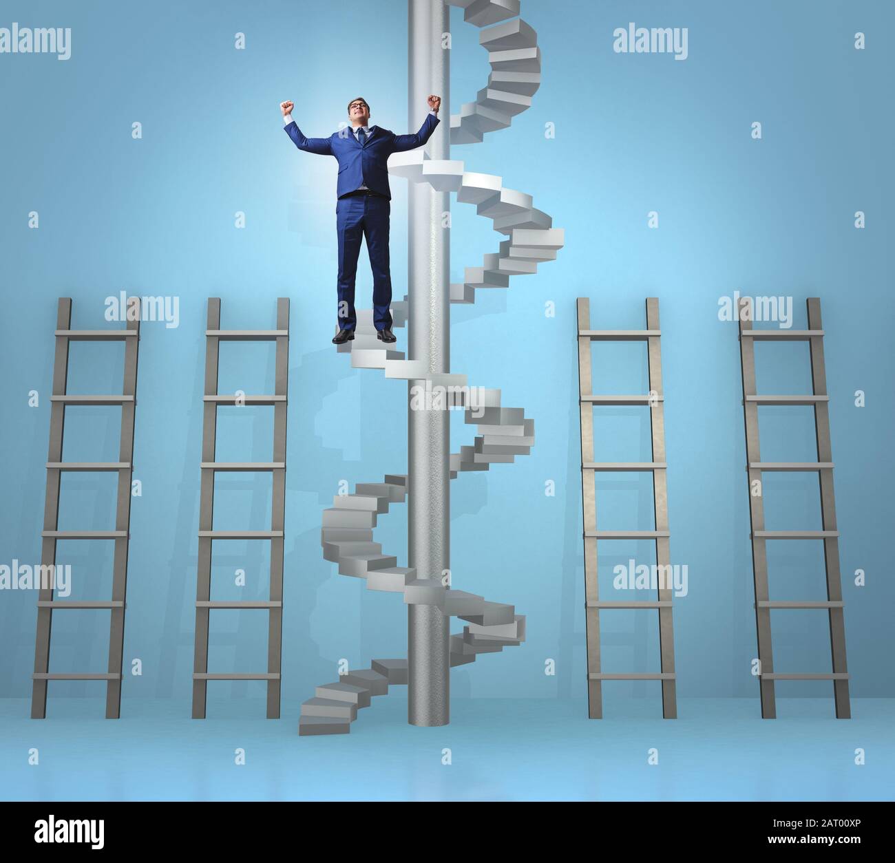 The career progression concept with ladders and staircase Stock Photo ...