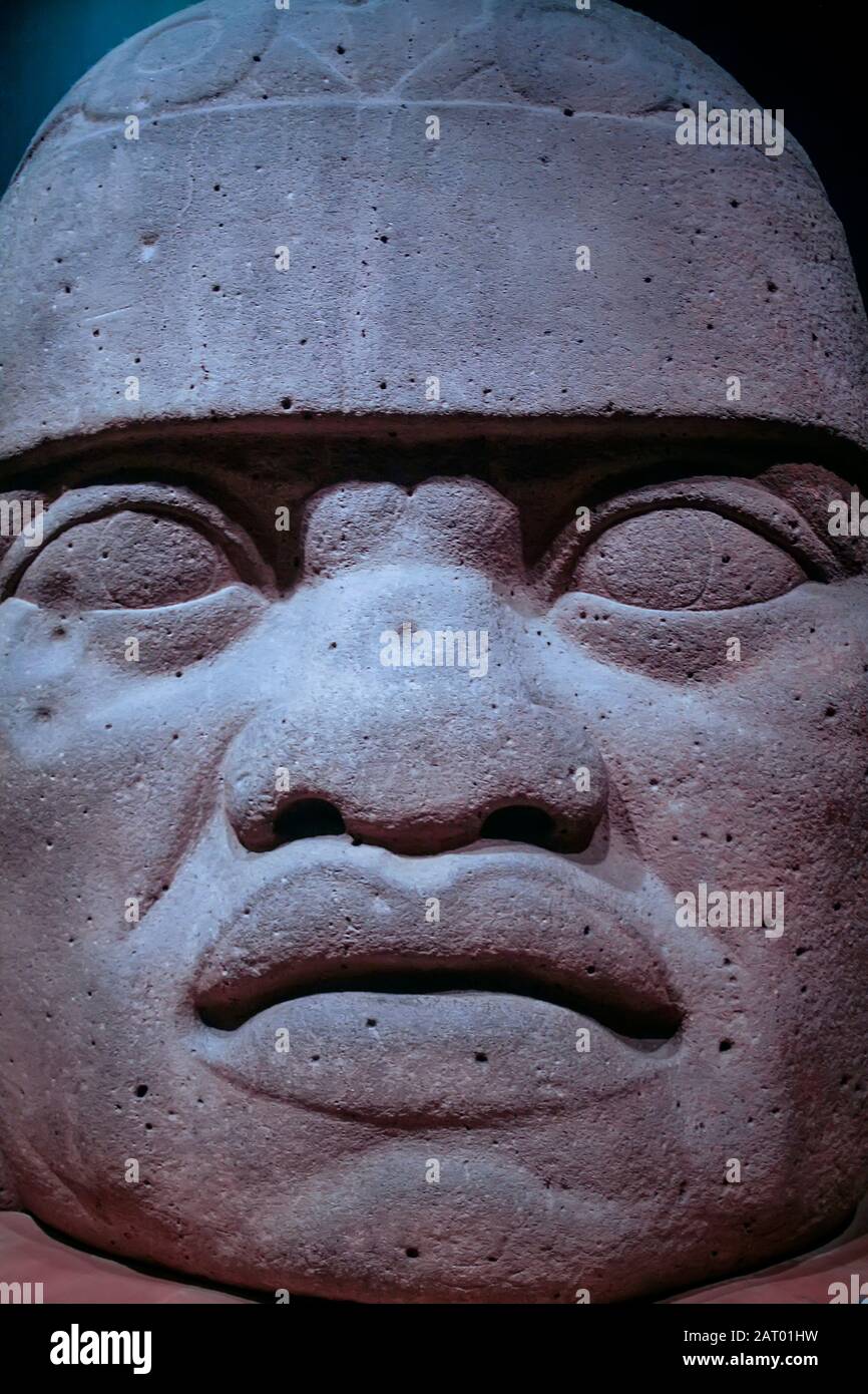 Giant Olmec head, Anthropology Museum, Mexico City, Mexico Stock Photo