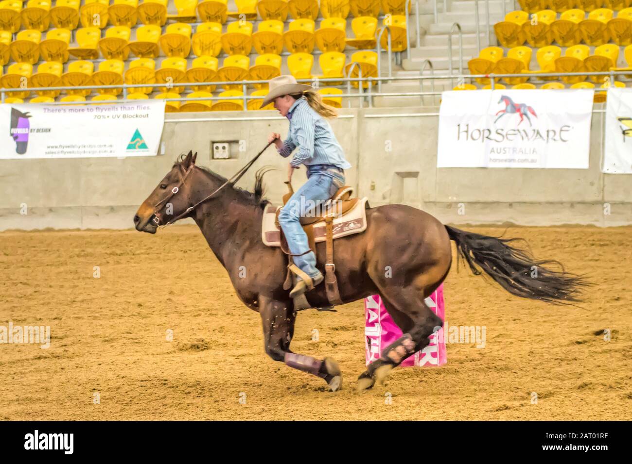 Competitor in the Australian Barrel Horse Association  National Finals Stock Photo