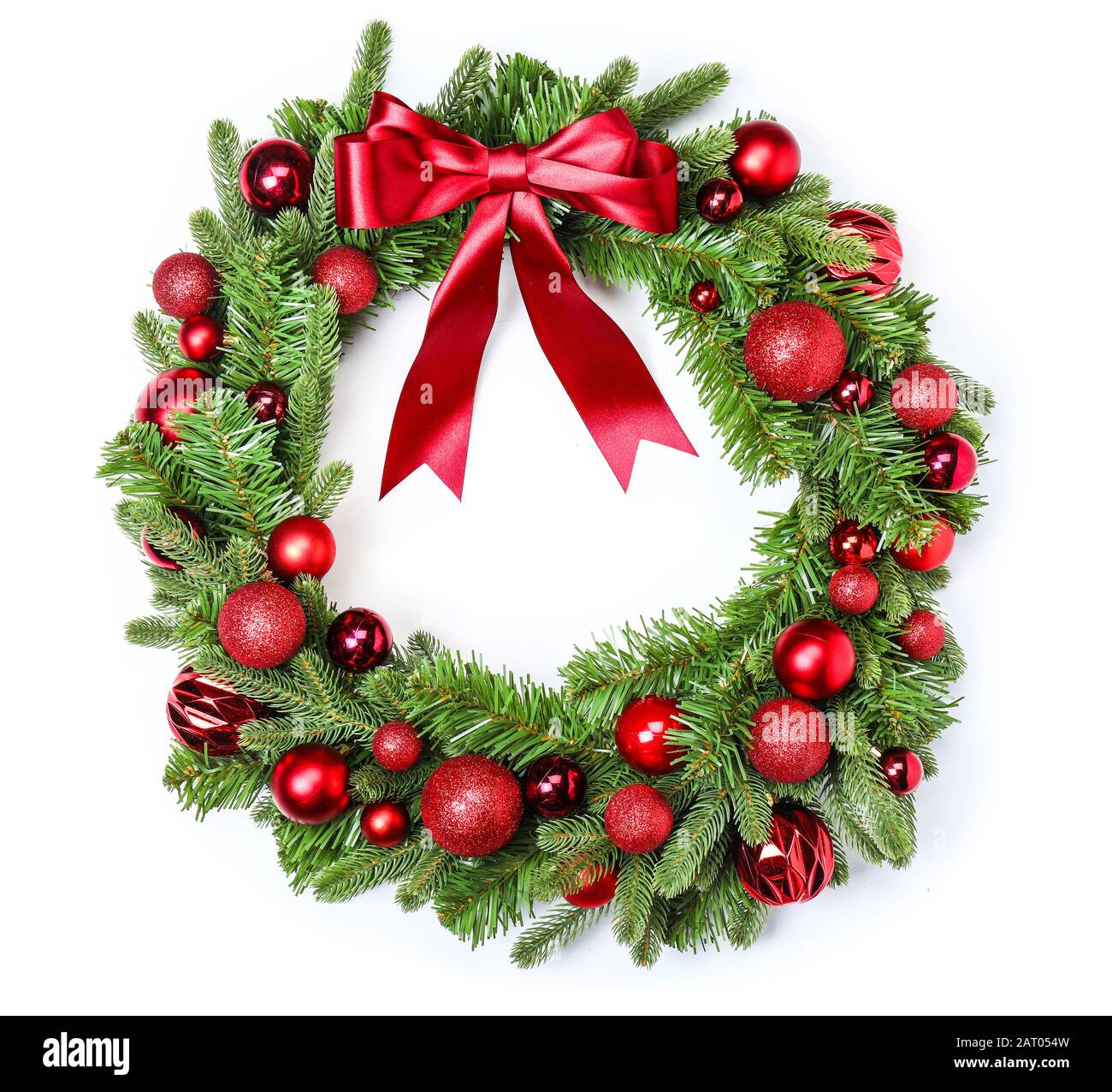 Beautiful Christmas wreath on white background Stock Photo - Alamy