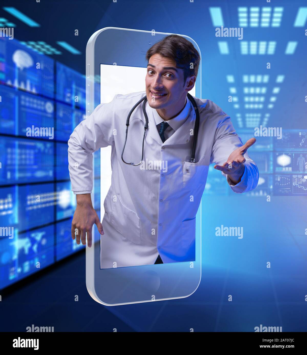 The telemedicine concept with doctor and smartphone Stock Photo - Alamy