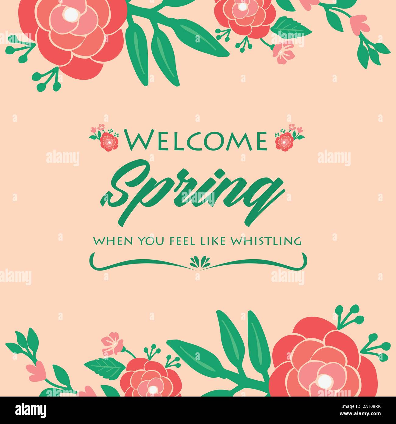 Welcome Spring Invitations Antique Frame with leaf and seamless wreath, for welcome spring ...