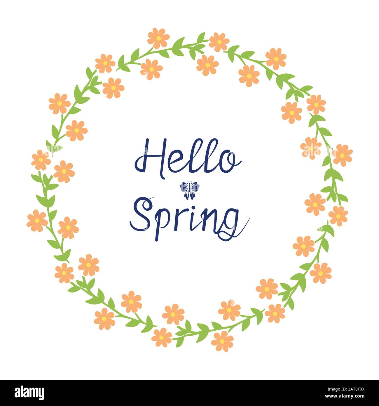 Unique Pattern of leaf and flower frame, for hello spring greeting card ...