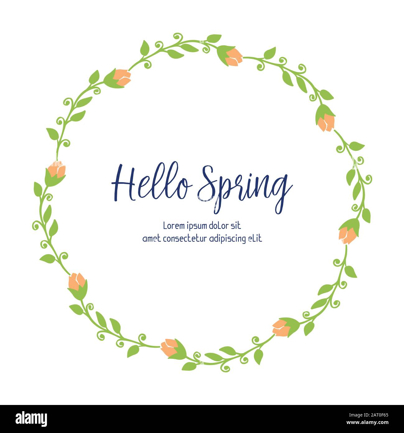 Unique Pattern of leaf and flower frame, for hello spring greeting card ...