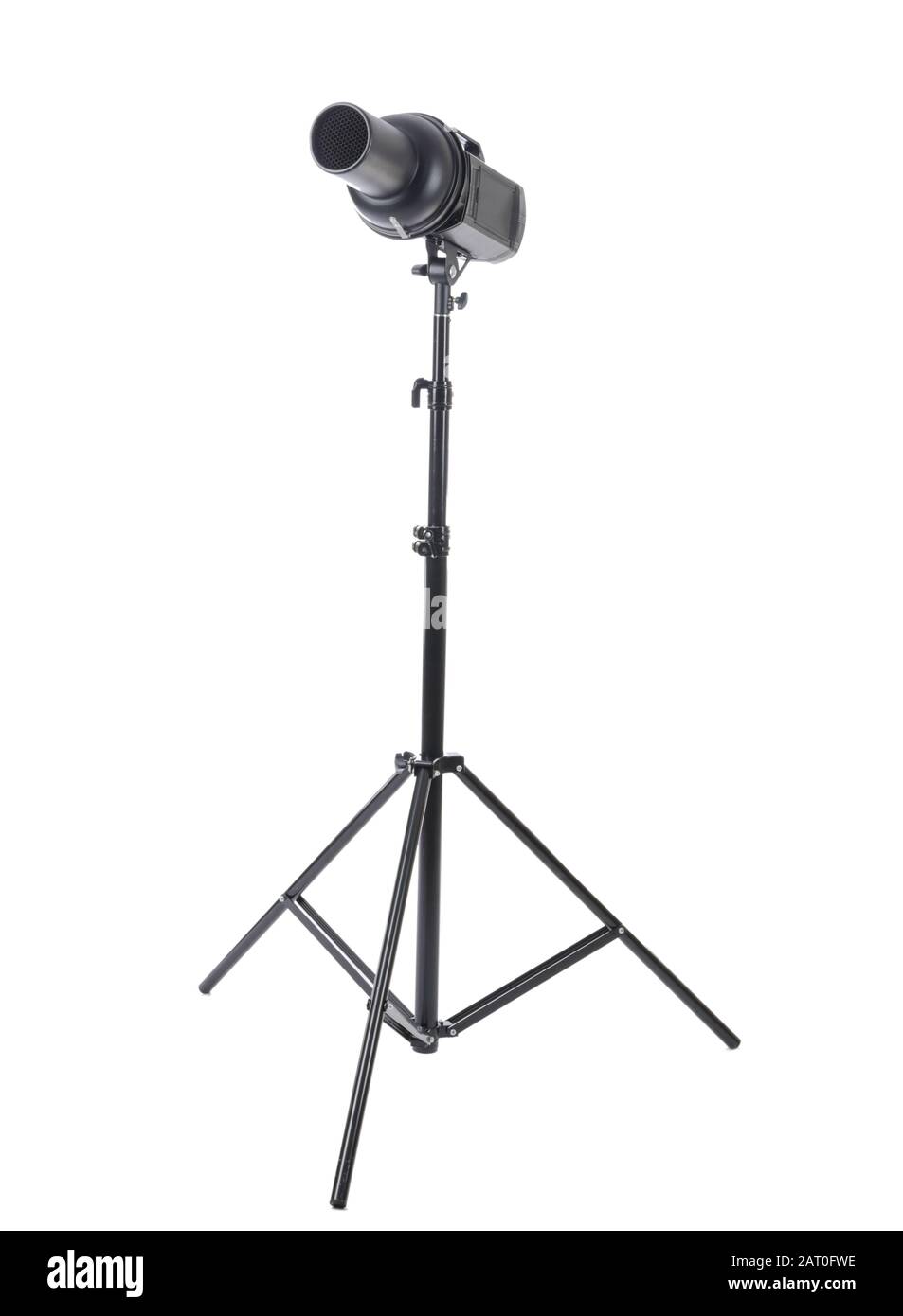 Professional lighting equipment for photo studio on white background