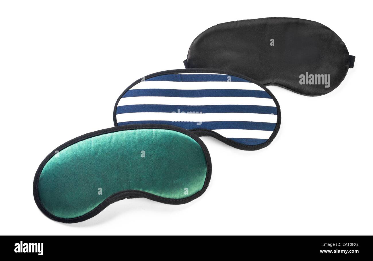 Different sleep masks on white background Stock Photo Alamy