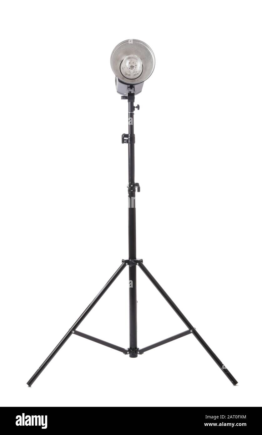 Professional lighting equipment for photo studio on white background