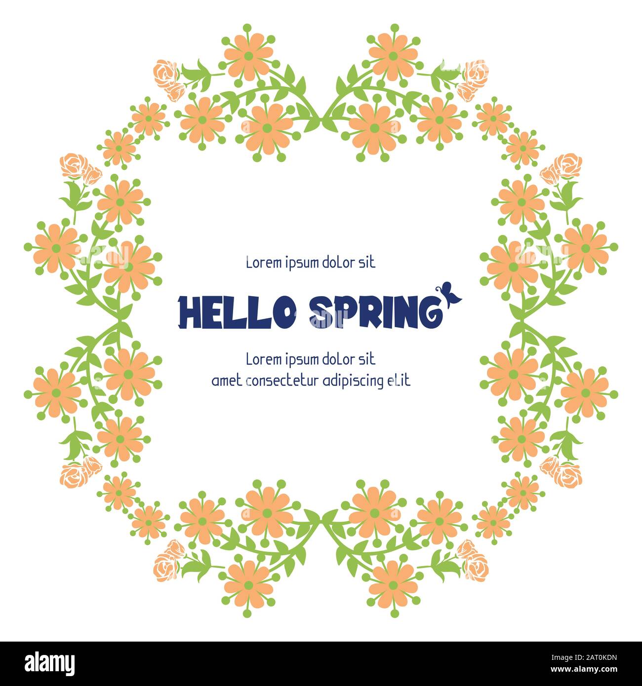 Seamless leaf and floral frame design, for hello spring greeting card ...
