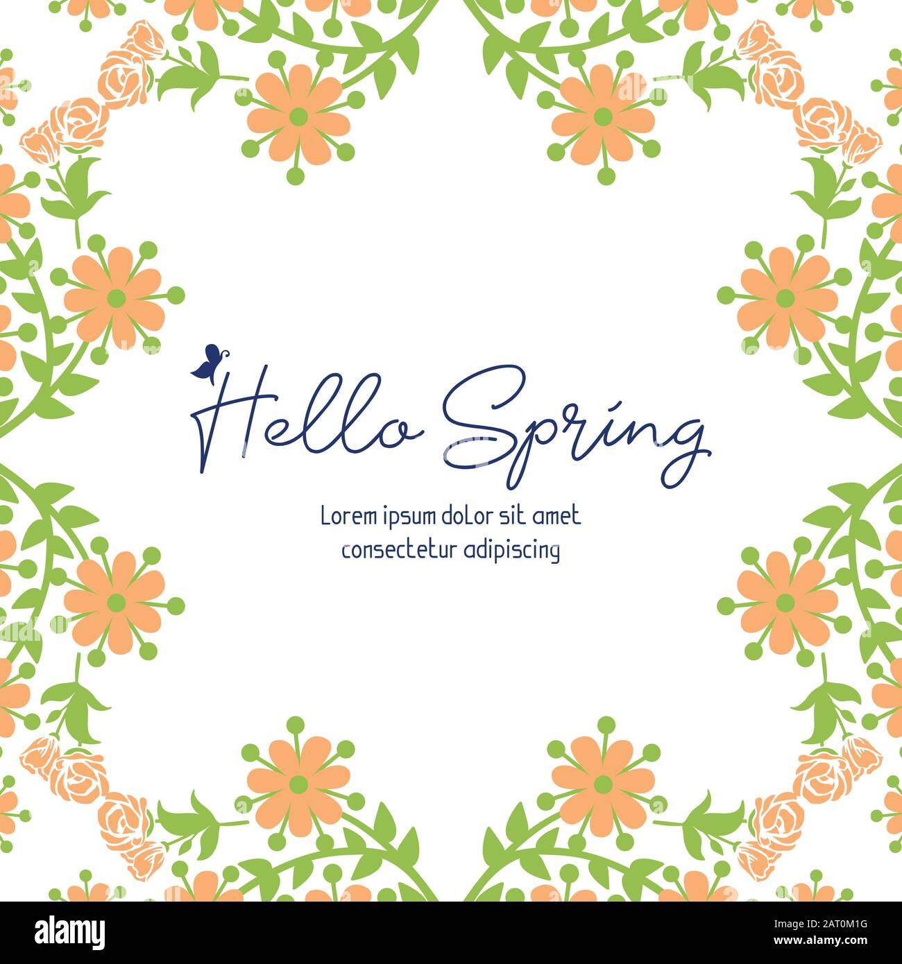 Vintage pattern of leaf and flower frame design, for hello spring ...