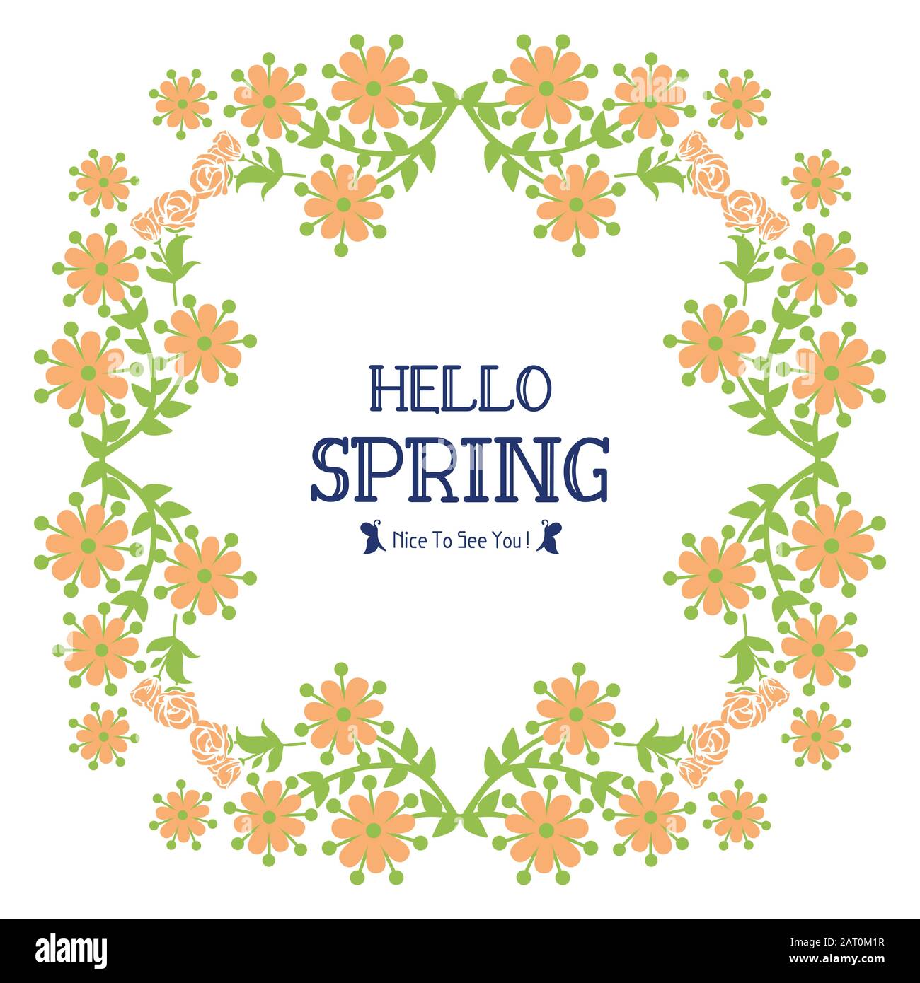 Vintage pattern of leaf and flower frame design, for hello spring ...