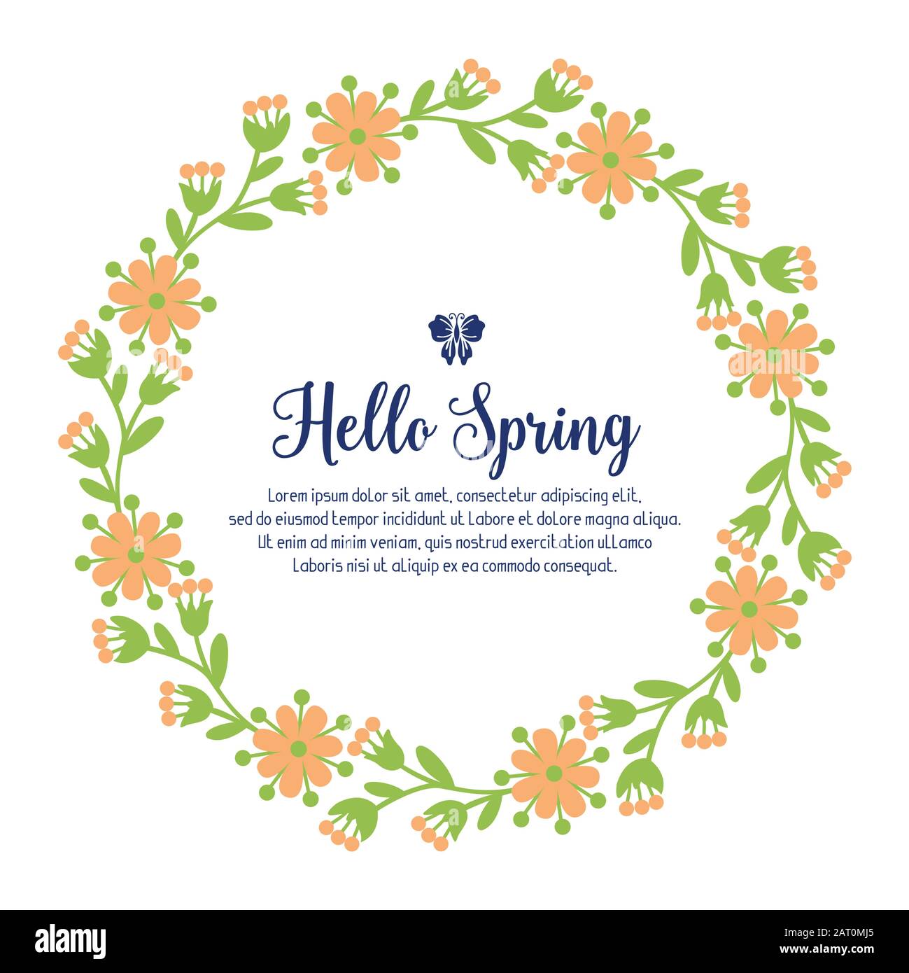 Vintage pattern of leaf and flower frame design, for hello spring ...