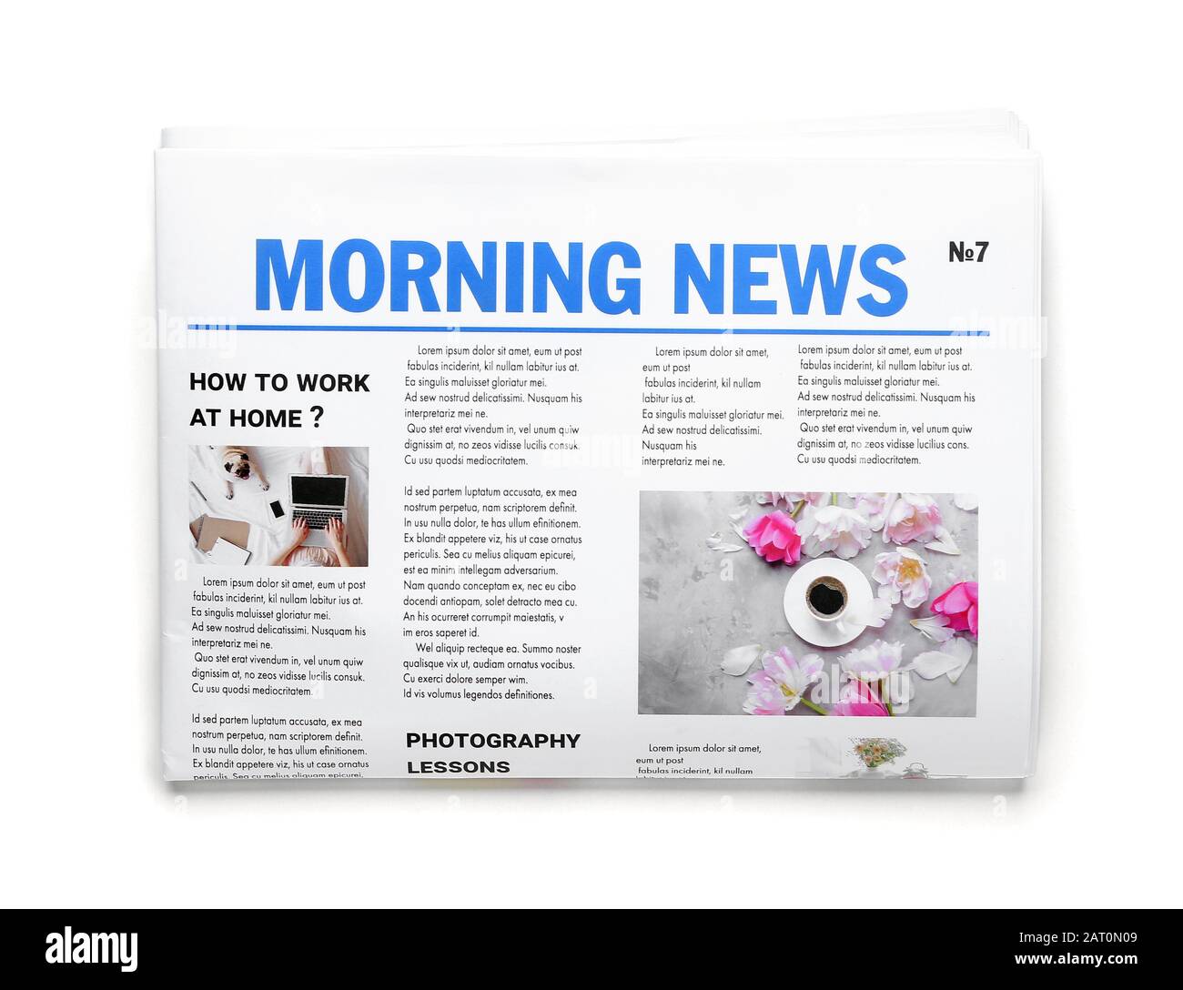 Morning newspaper on white background Stock Photo Alamy