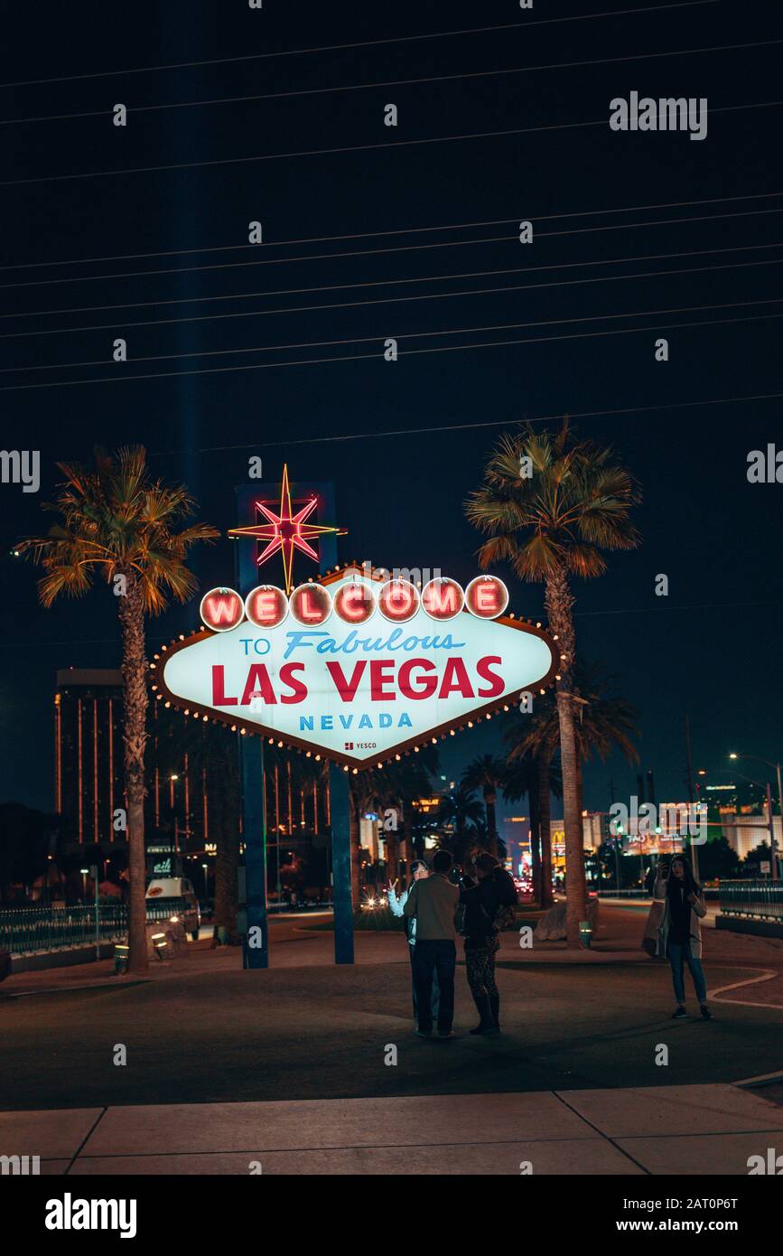 Welcome to Fabulous Las Vegas Sign on black background, USA - December, 2019  Stock Photo - Alamy