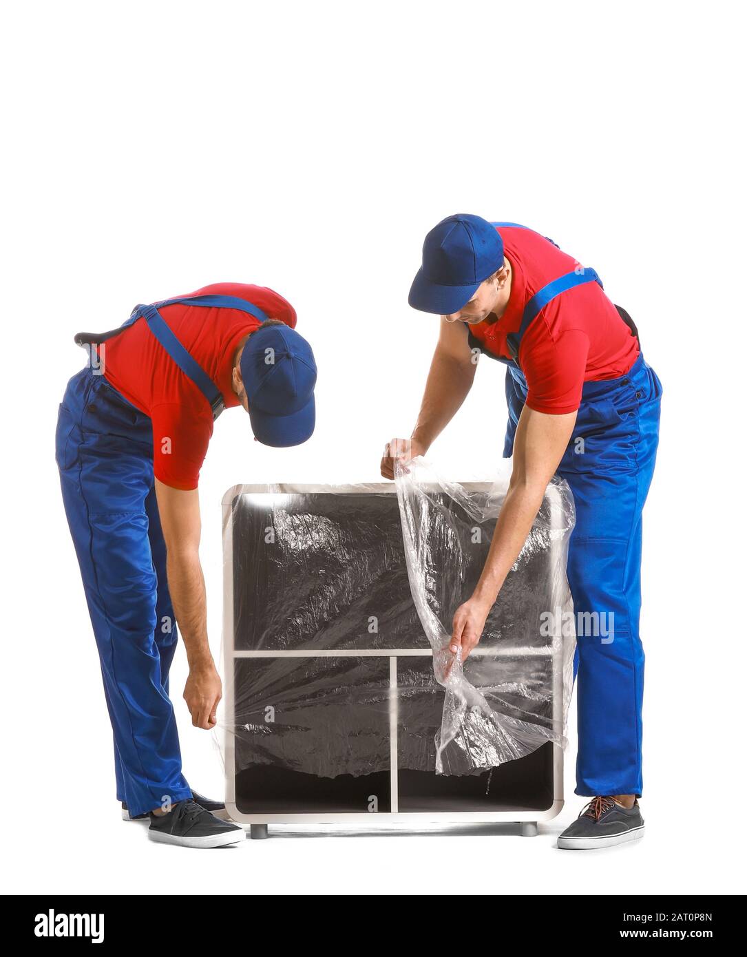 Loaders with furniture on white background Stock Photo Alamy