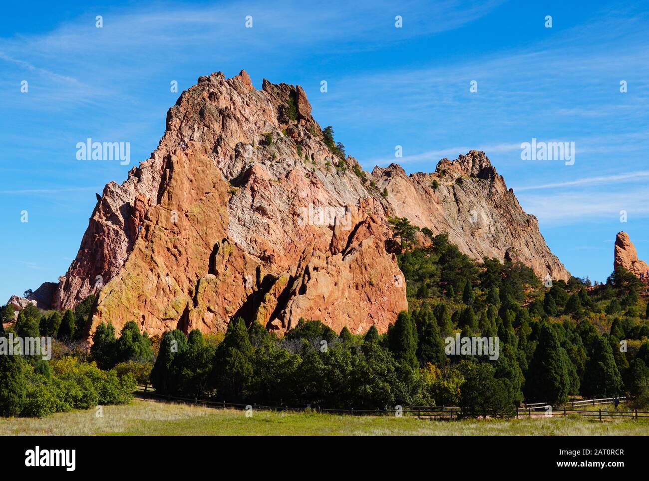 The sandstone mountain that is the cornerstone of the Central Garden in Garden of the Gods. Stock Photo