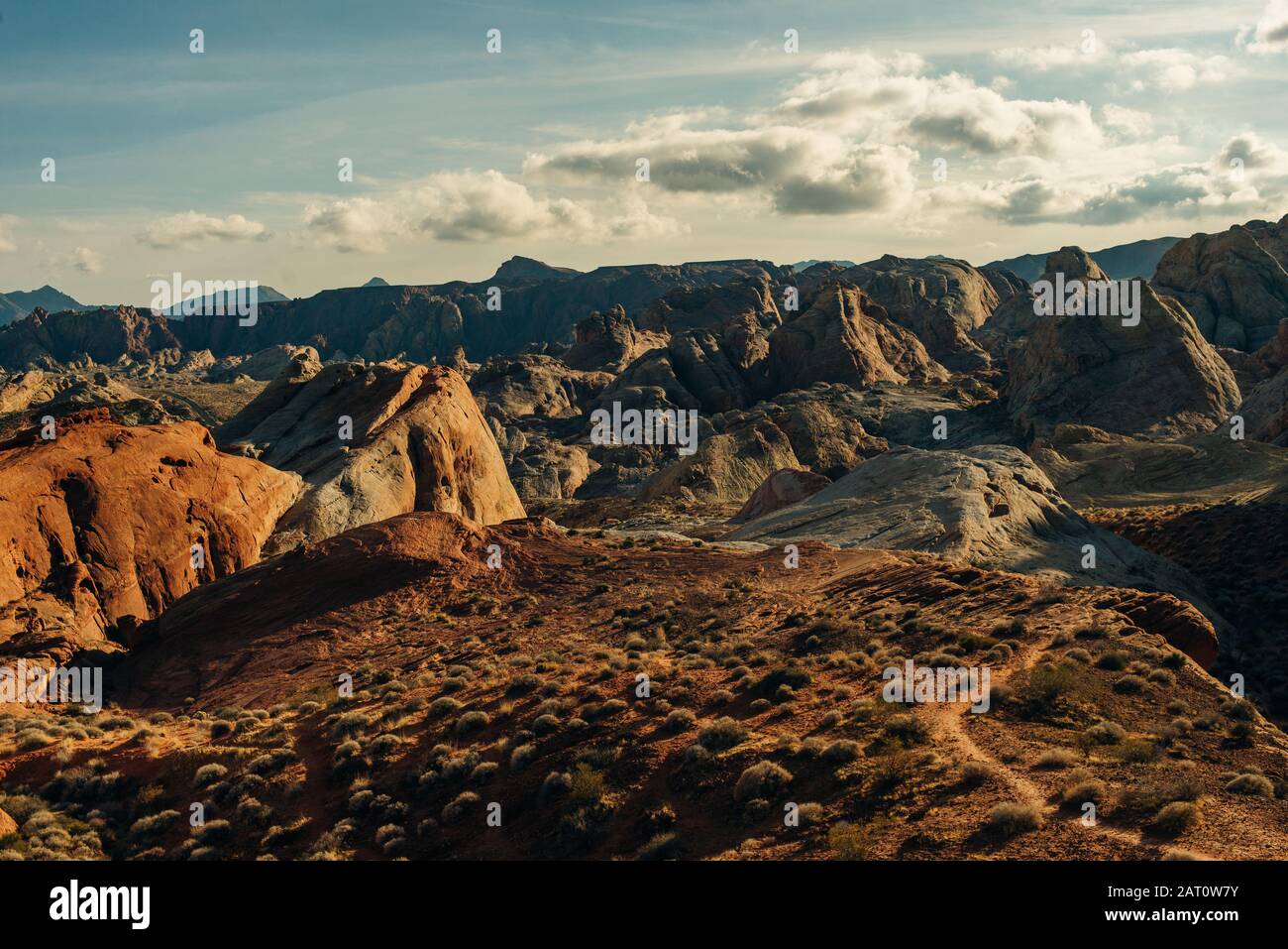 Panoramic view of Fire Canyon Silica Dome in Valley of Fire State Park