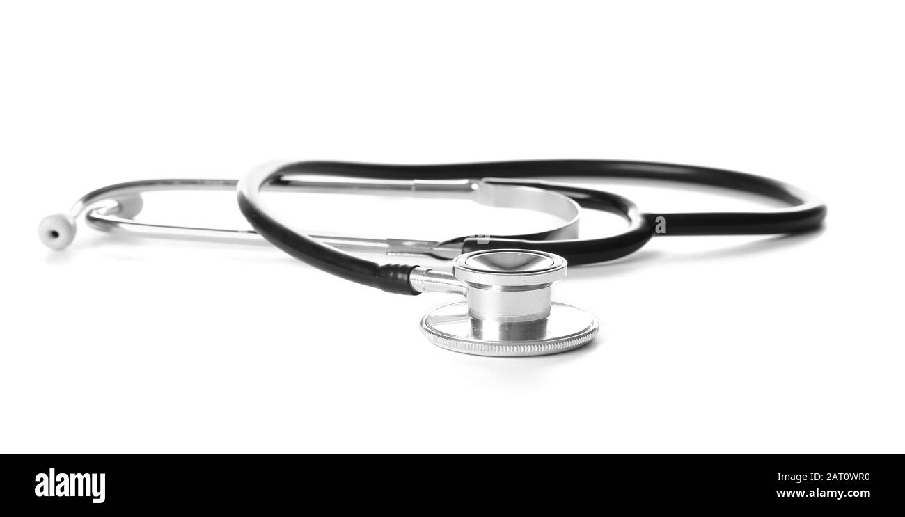 Modern stethoscope on white background Stock Photo - Alamy