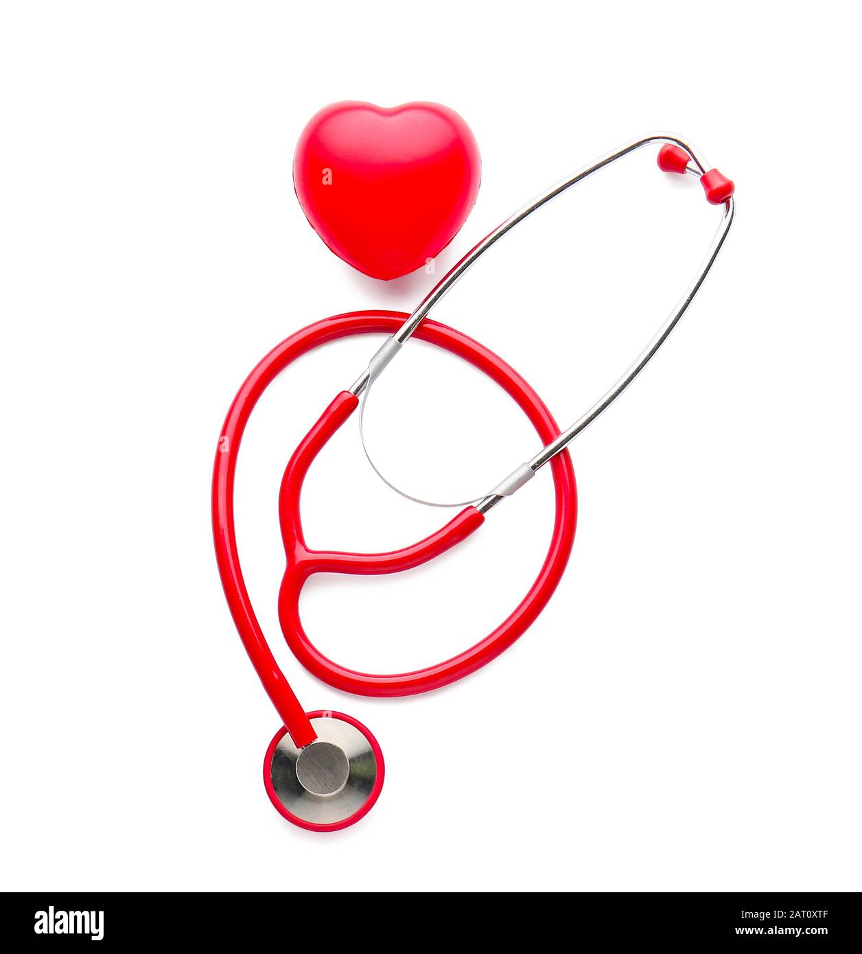 Stethoscope and red heart on white background Stock Photo - Alamy