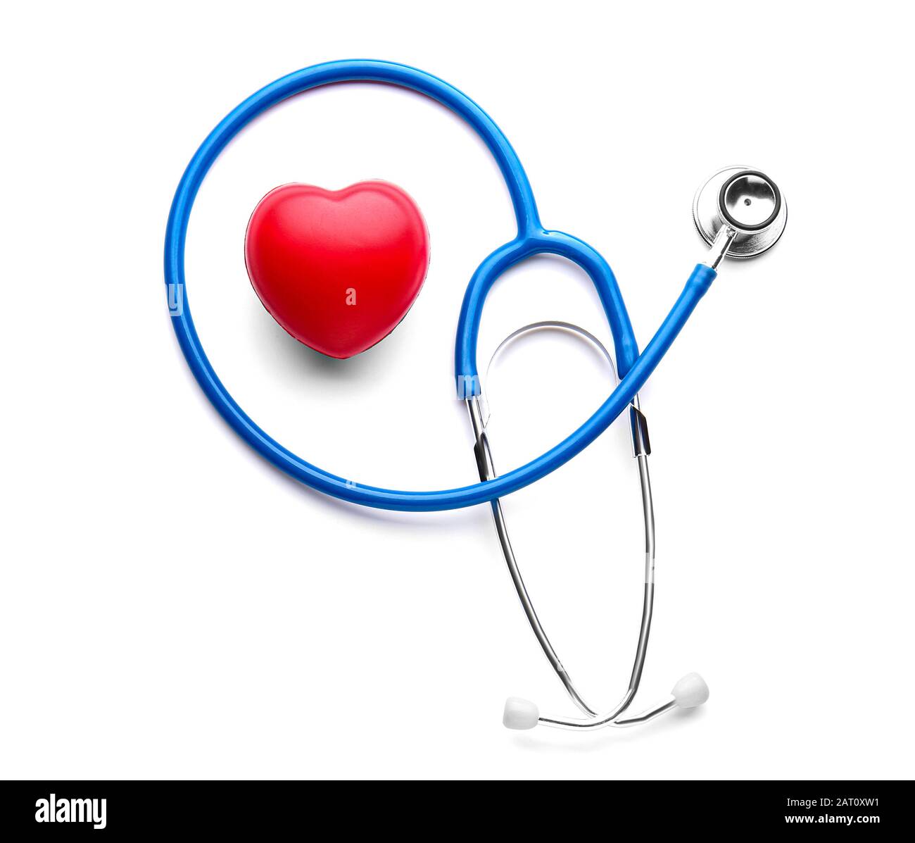 Stethoscope and red heart on white background Stock Photo - Alamy