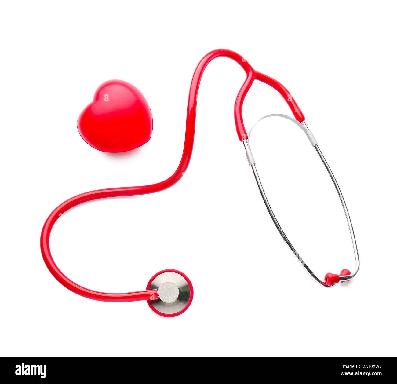 Stethoscope and red heart on white background Stock Photo - Alamy