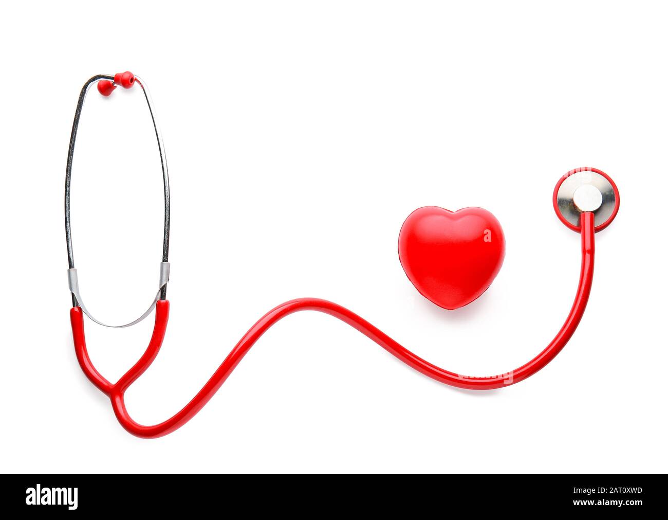 Stethoscope and red heart on white background Stock Photo - Alamy