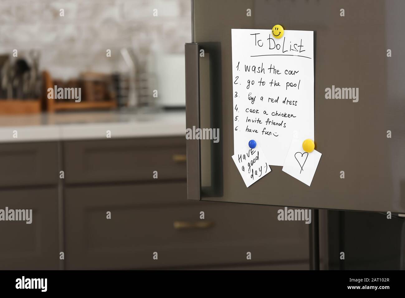 To Do List On Fridge In Kitchen Stock Photo 341770767 Alamy