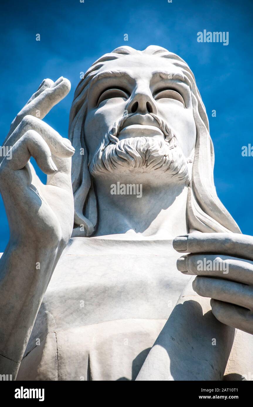 Christ of Havana, head shot  against blue sky. Stock Photo