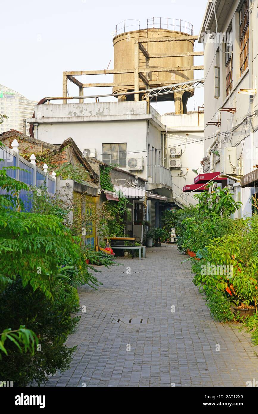 SHANGHAI, CHINA -31 OCT 2019- View of 50 Moganshan Road, known as M50, a contemporary art district with many galleries located in an old industrial ar Stock Photo