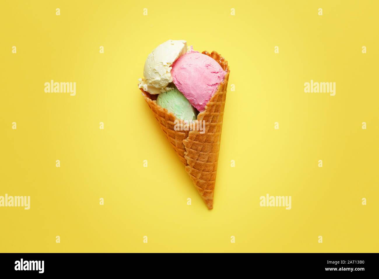 Sweet tasty icecream on color background Stock Photo Alamy