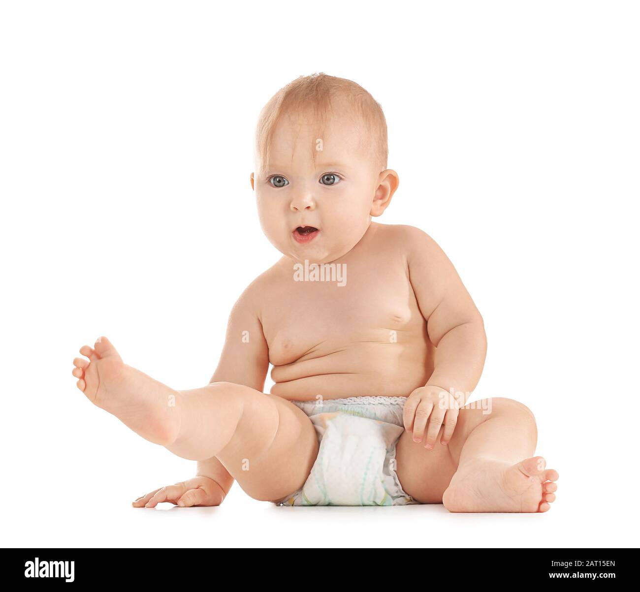 Portrait of cute baby on white background Stock Photo - Alamy