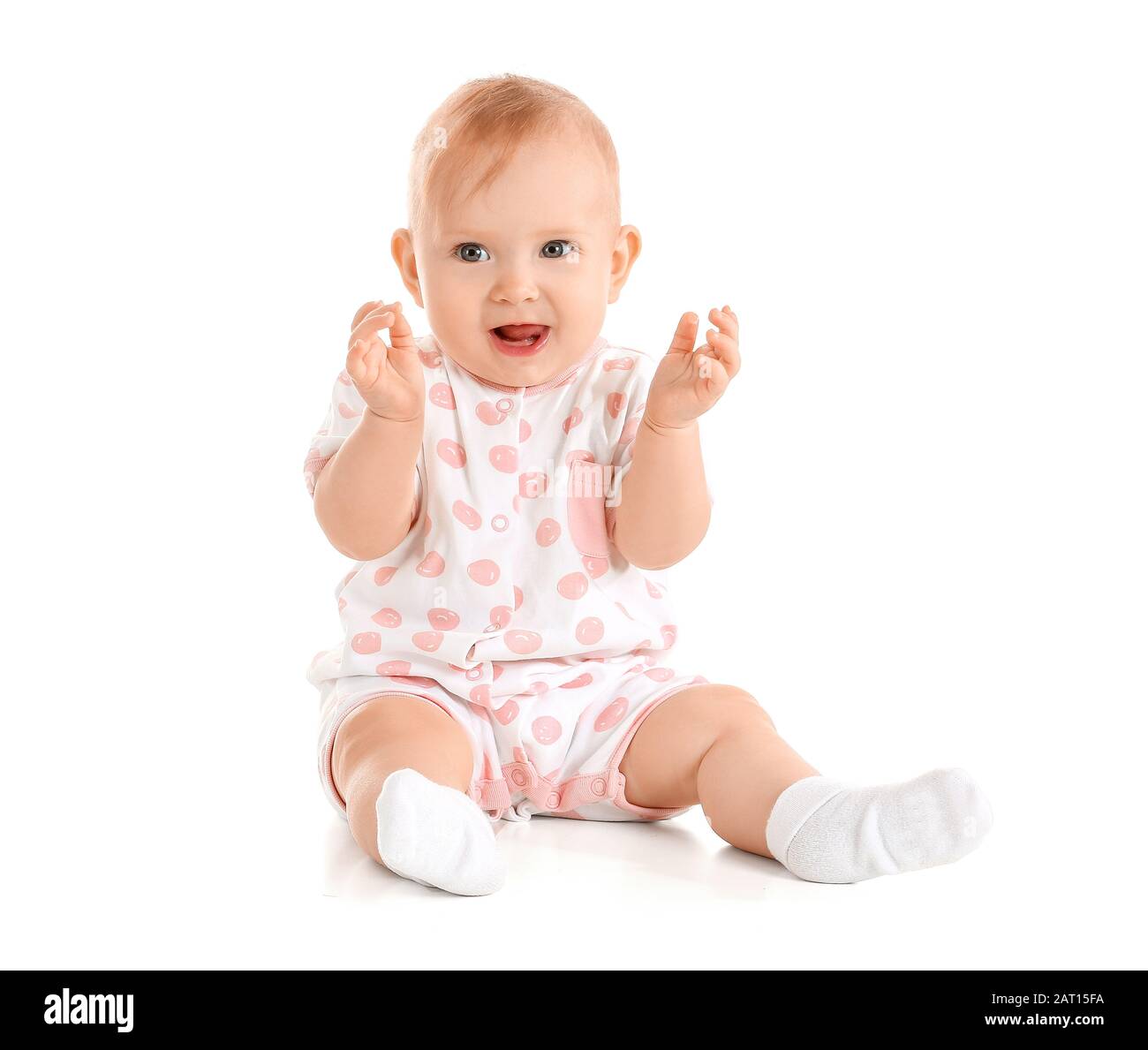 Portrait of cute baby on white background Stock Photo - Alamy