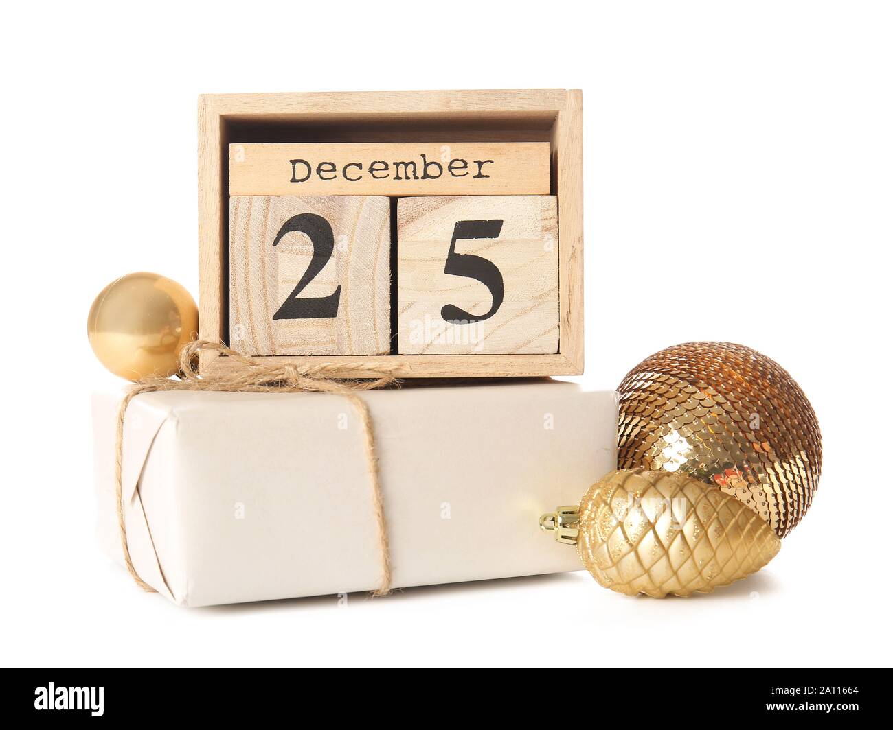 Calendar with date of Christmas on white background Stock Photo Alamy Date Of Christmas
