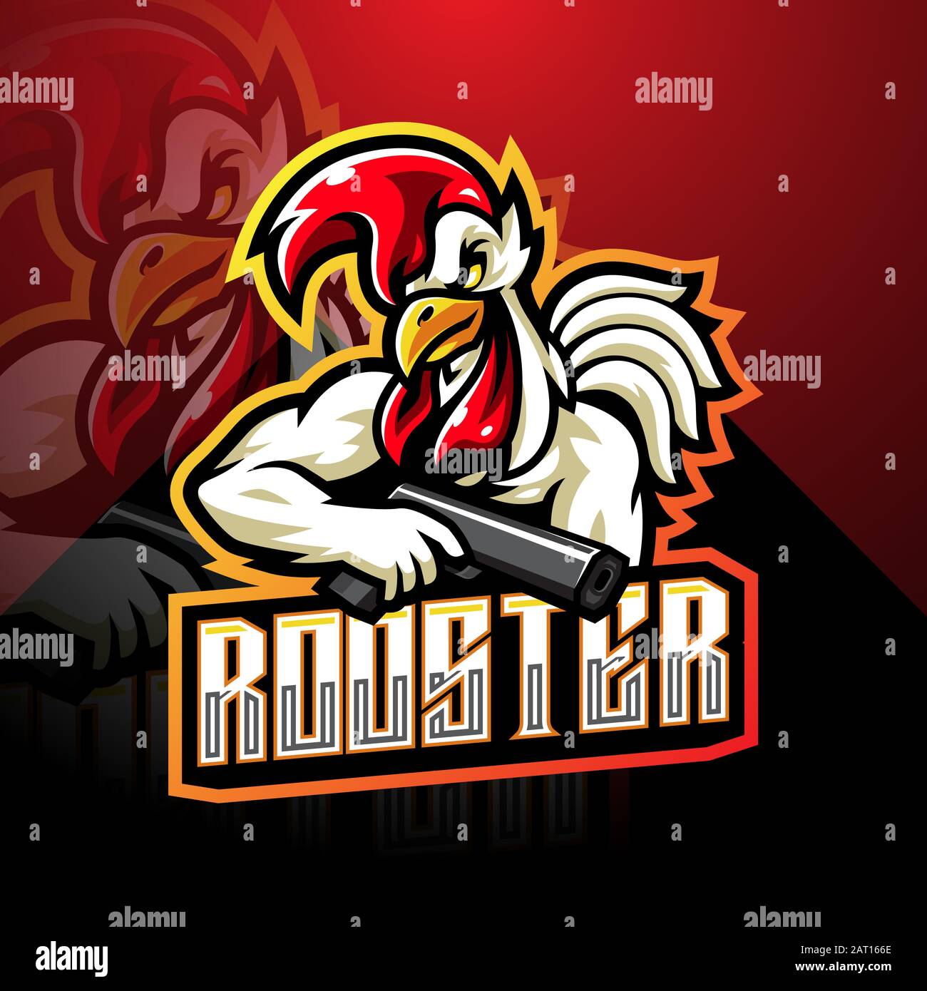 Rooster With Rifle Rooster gunner esport mascot logo design Stock Vector Image & Art - Alamy