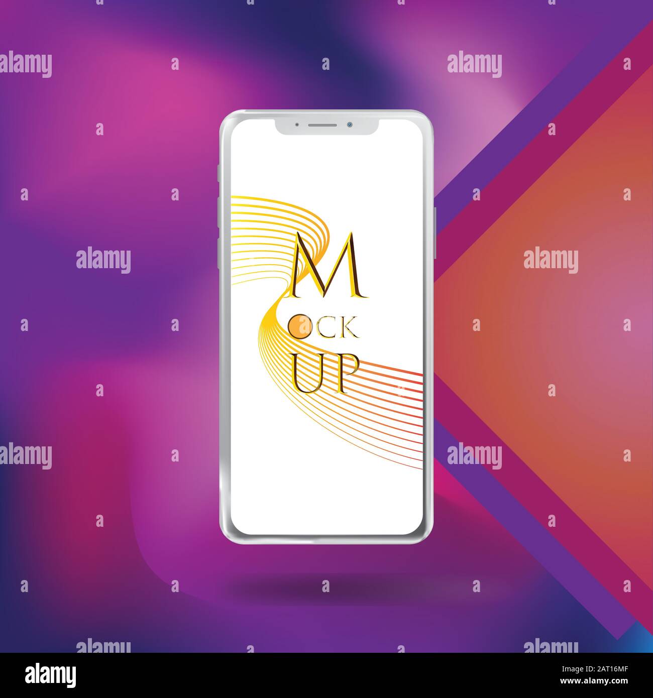 Mobile phone mockup with Purple Background template Stock Vector