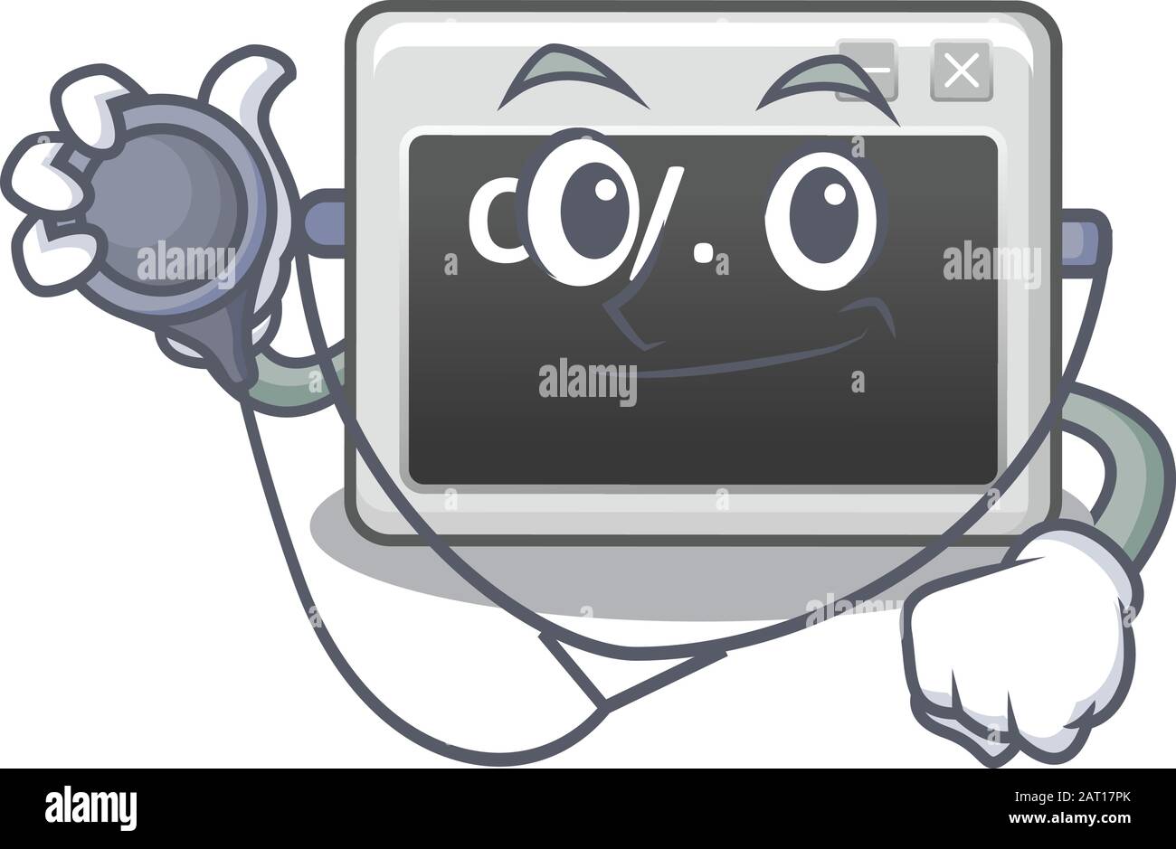 Smart and cool command window cartoon character in a Doctor with tools ...