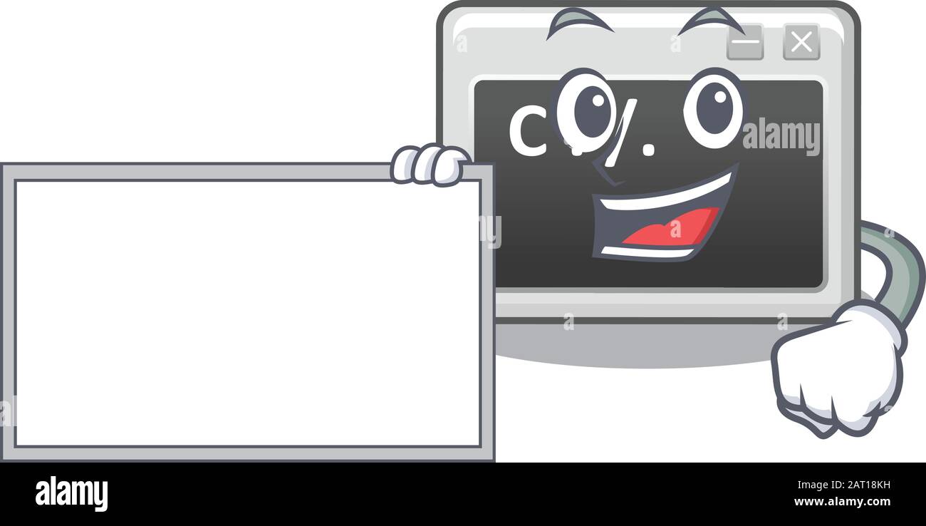 Funny command window cartoon character design style with board Stock ...