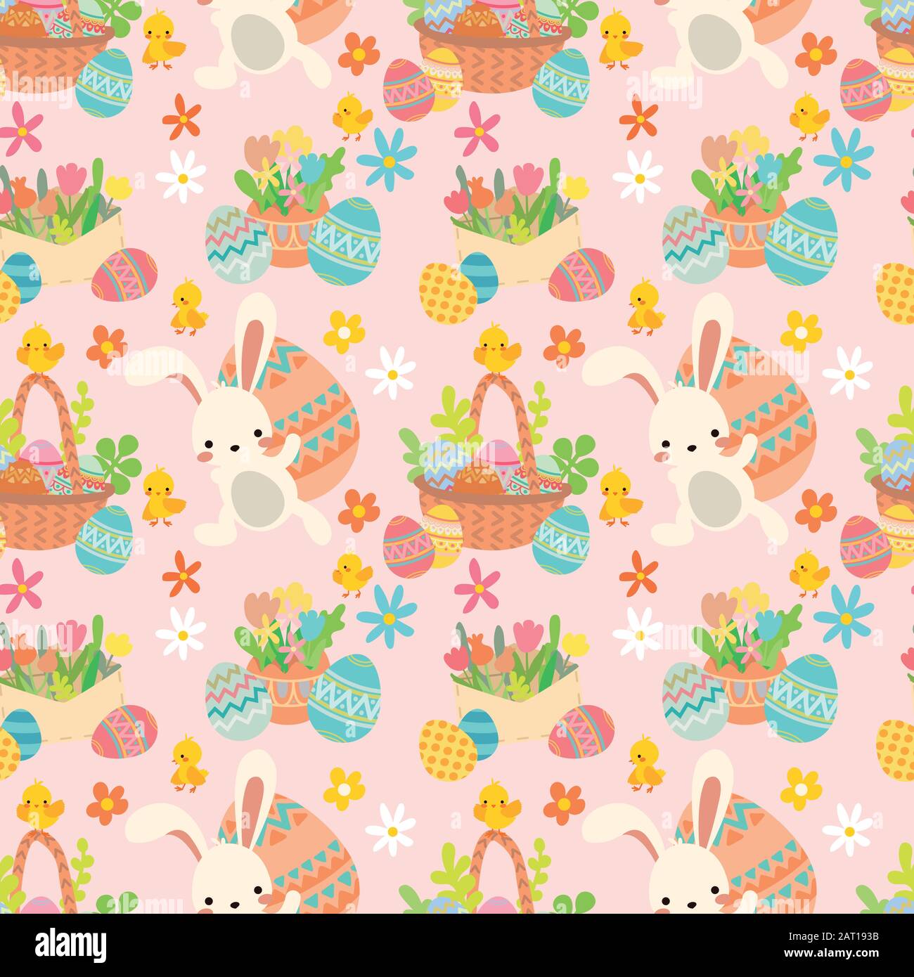 Vector cute easter bunny and eggs seamless pattern Stock Vector Image ...