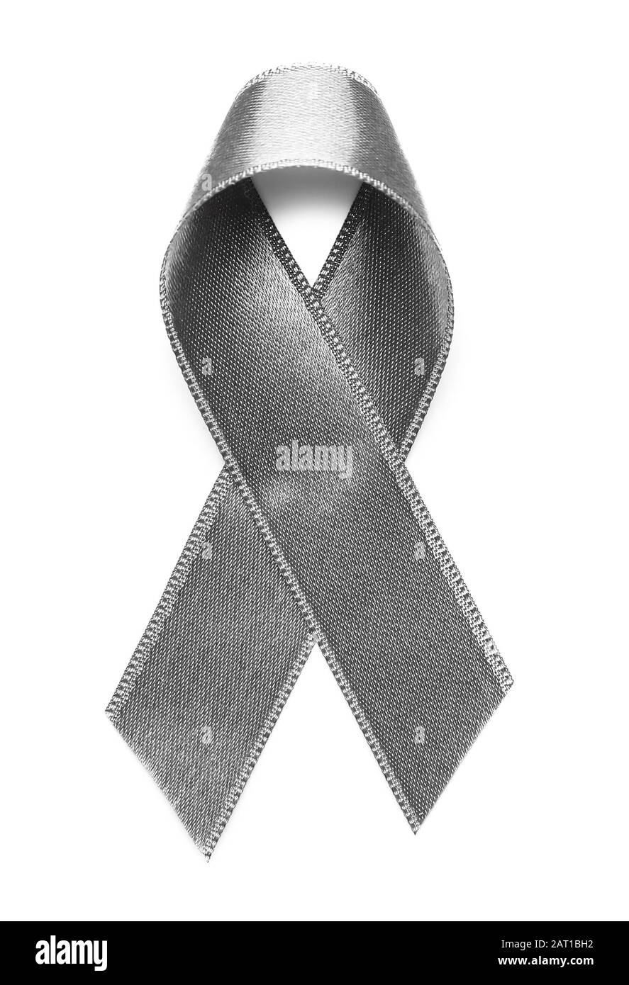 Silver ribbon on white background Stock Photo Alamy