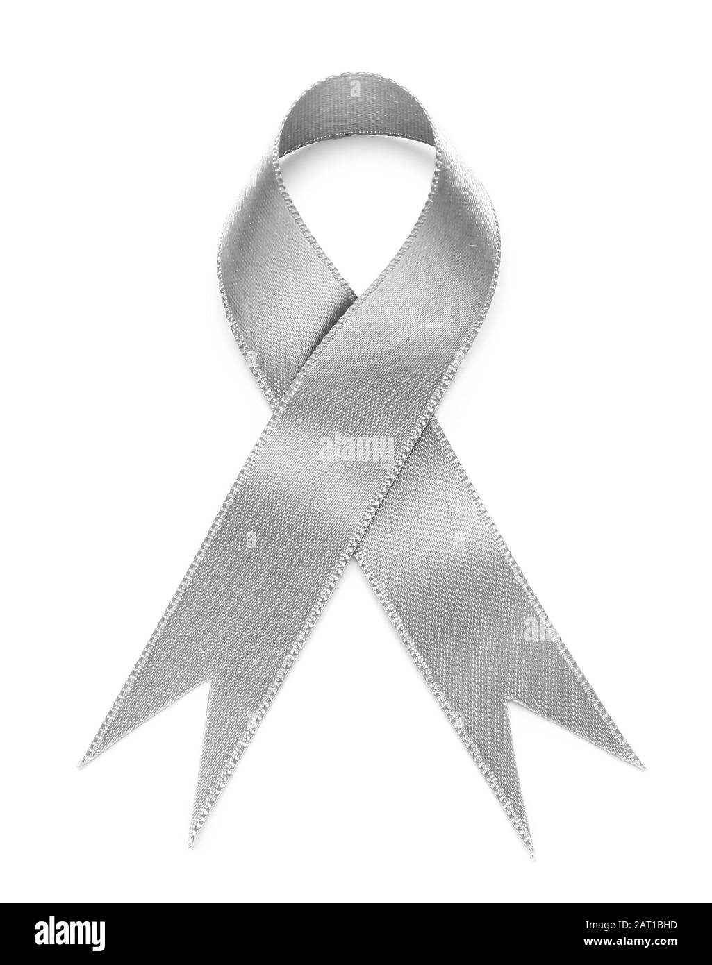 Silver ribbon on white background Stock Photo - Alamy