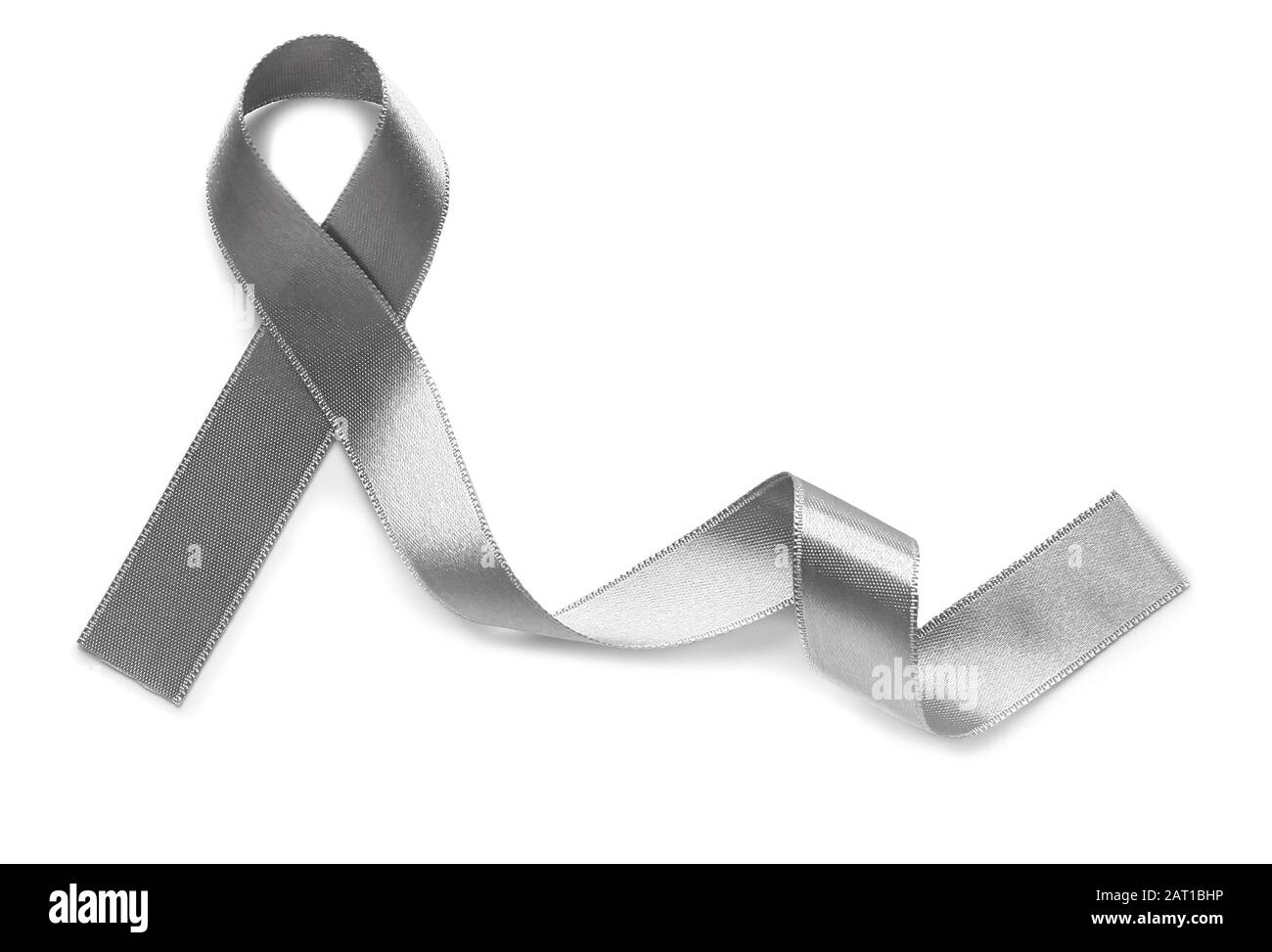 Silver ribbon on white background Stock Photo Alamy