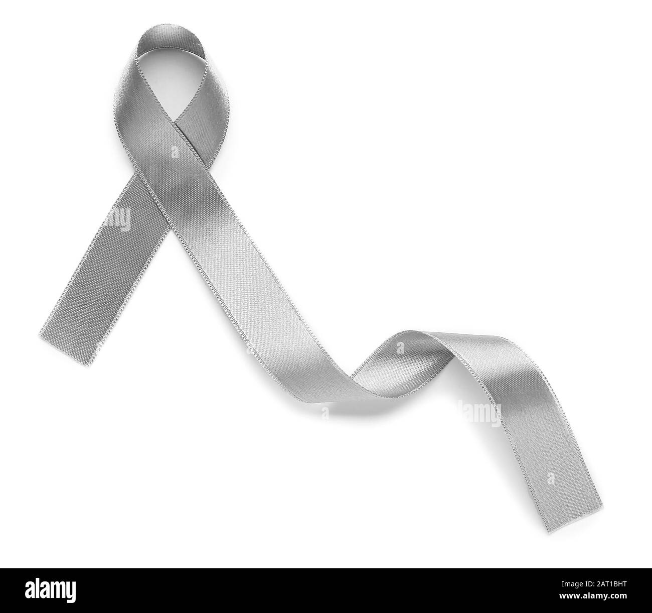 Silver ribbon on white background Stock Photo