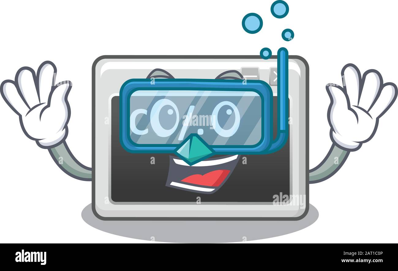 cartoon character of command window wearing Diving glasses Stock Vector ...
