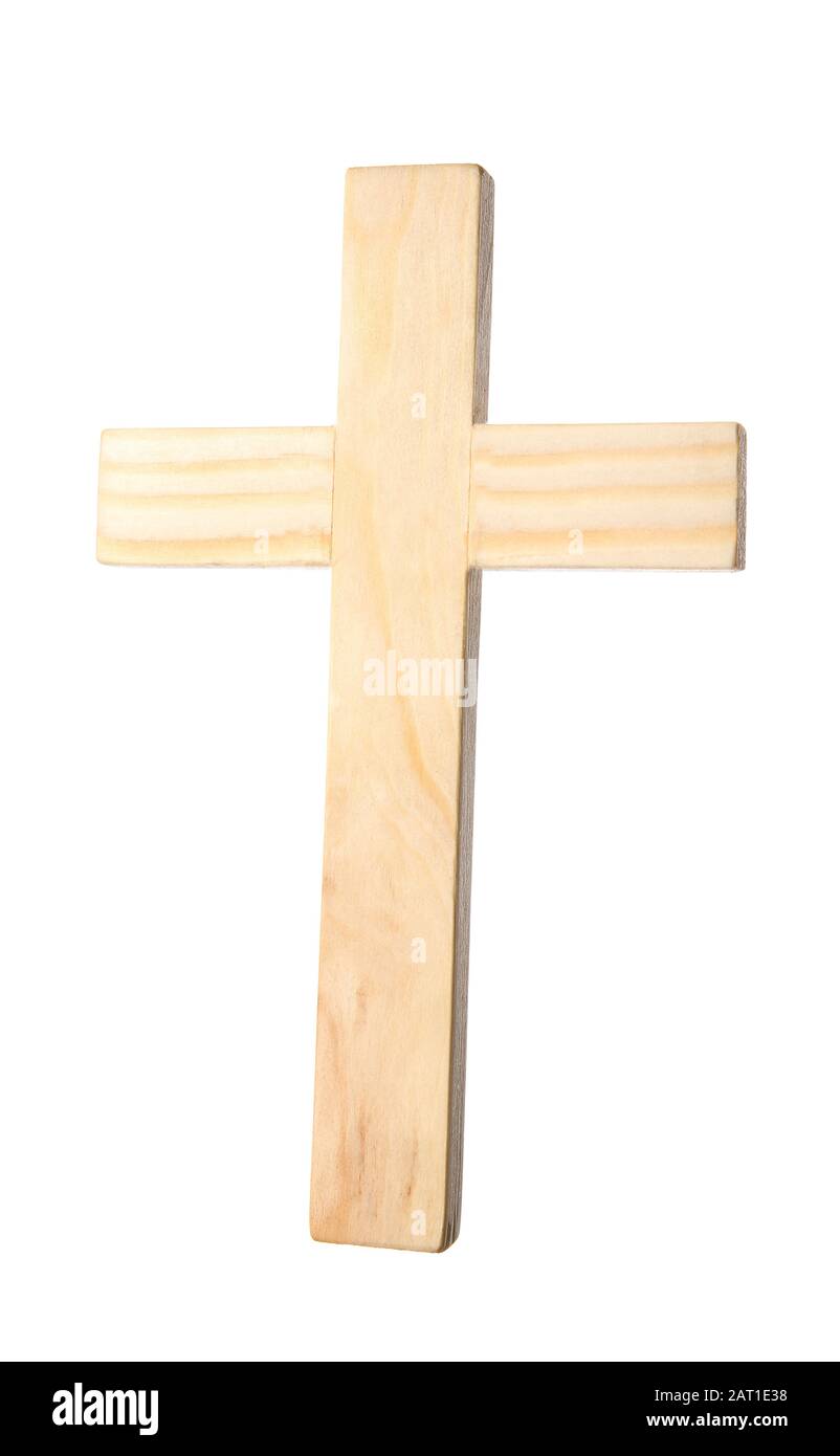 Wooden cemetery cross on white background Stock Photo - Alamy