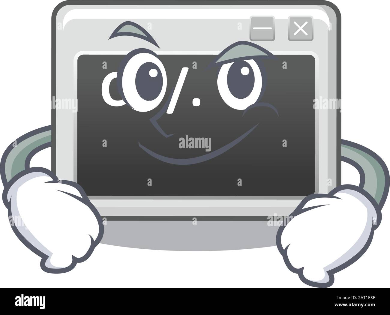 Cool command window mascot character with Smirking face Stock Vector