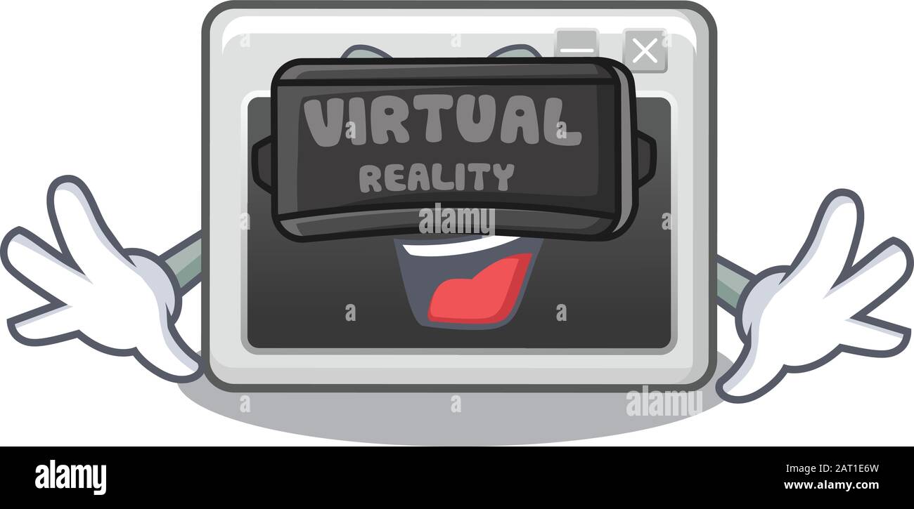 Trendy command window character wearing Virtual reality headset Stock Vector